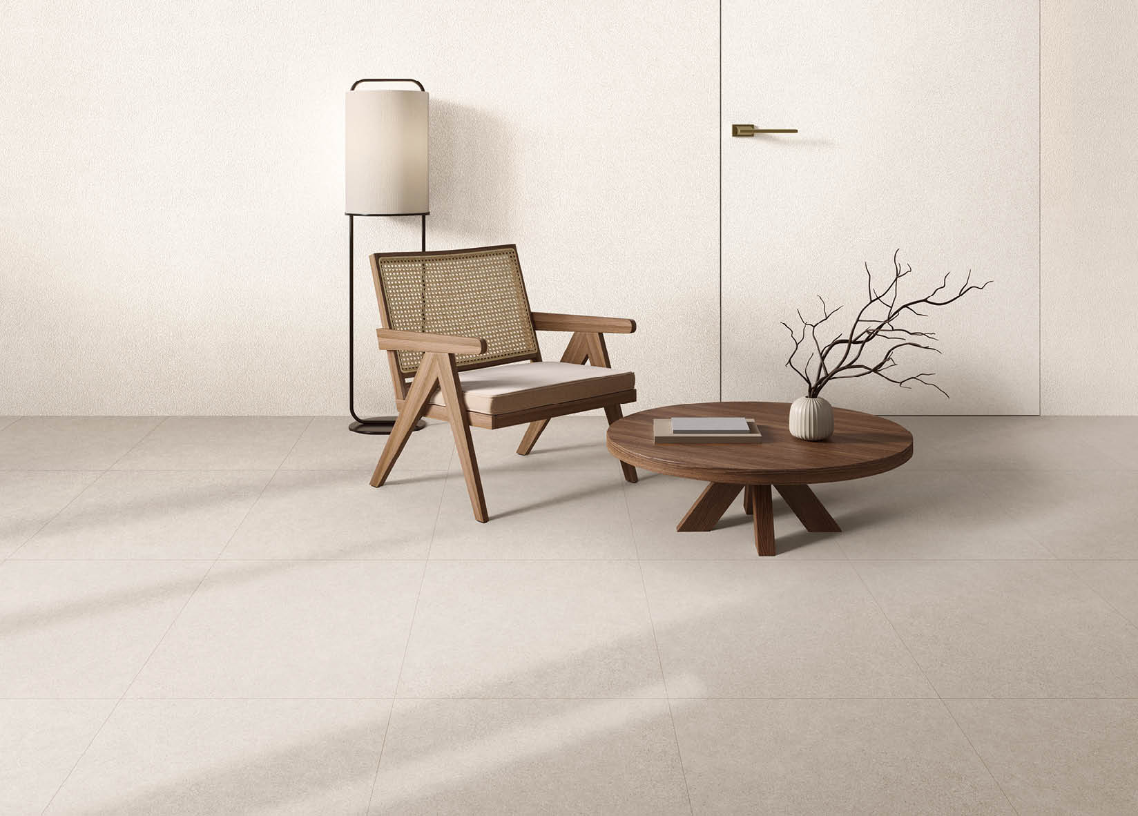 Modern minimalism, scandinavian style, living room interior, empty wall, 3d render, 3d illustration