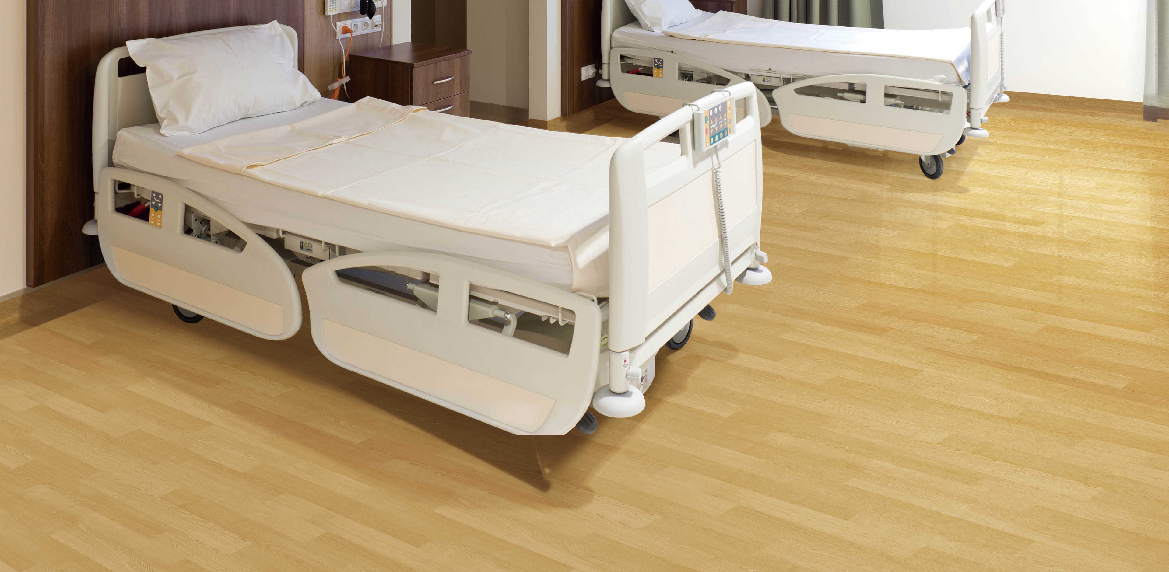 Modern equipped hospital room with two empty beds; Shutterstock ID 131223983