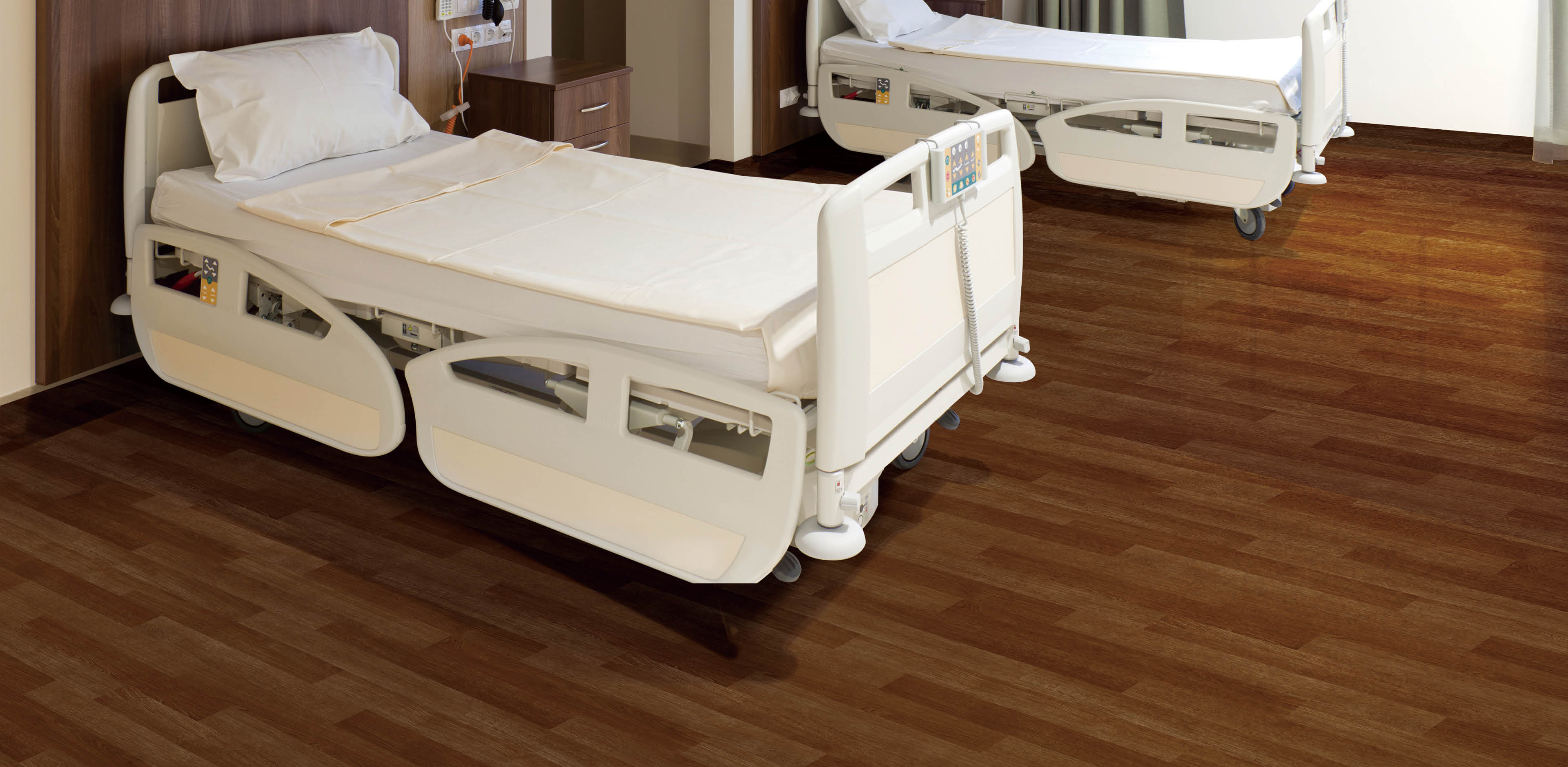 Modern equipped hospital room with two empty beds; Shutterstock ID 131223983