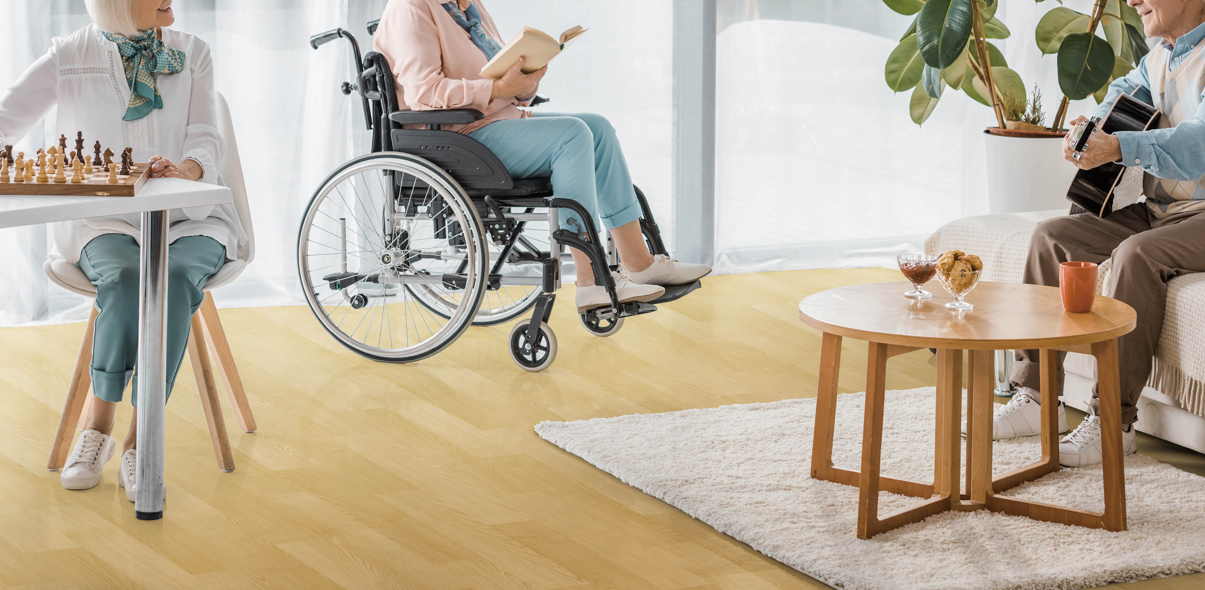 senior people spending time together in nursing home