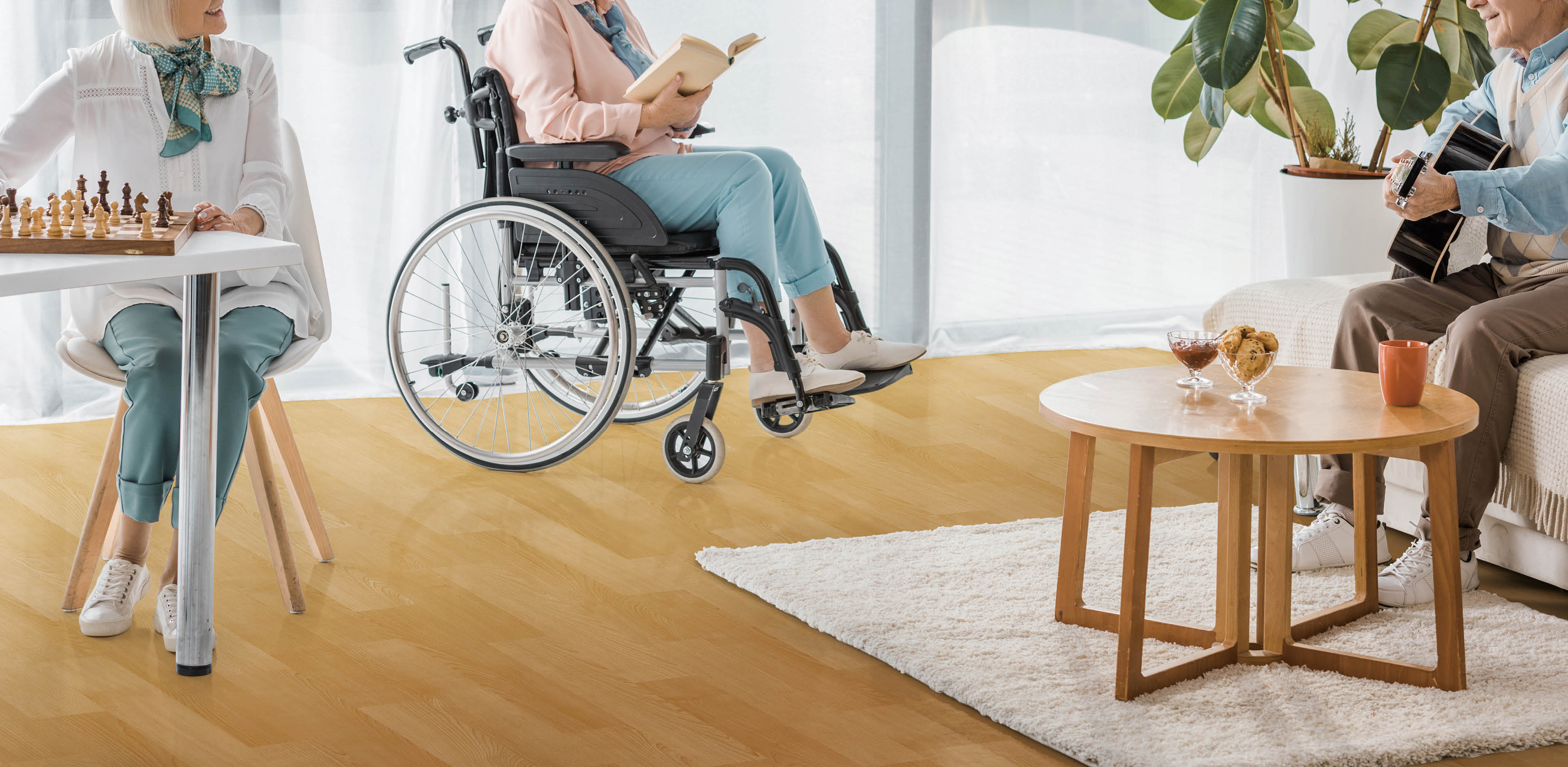 senior people spending time together in nursing home