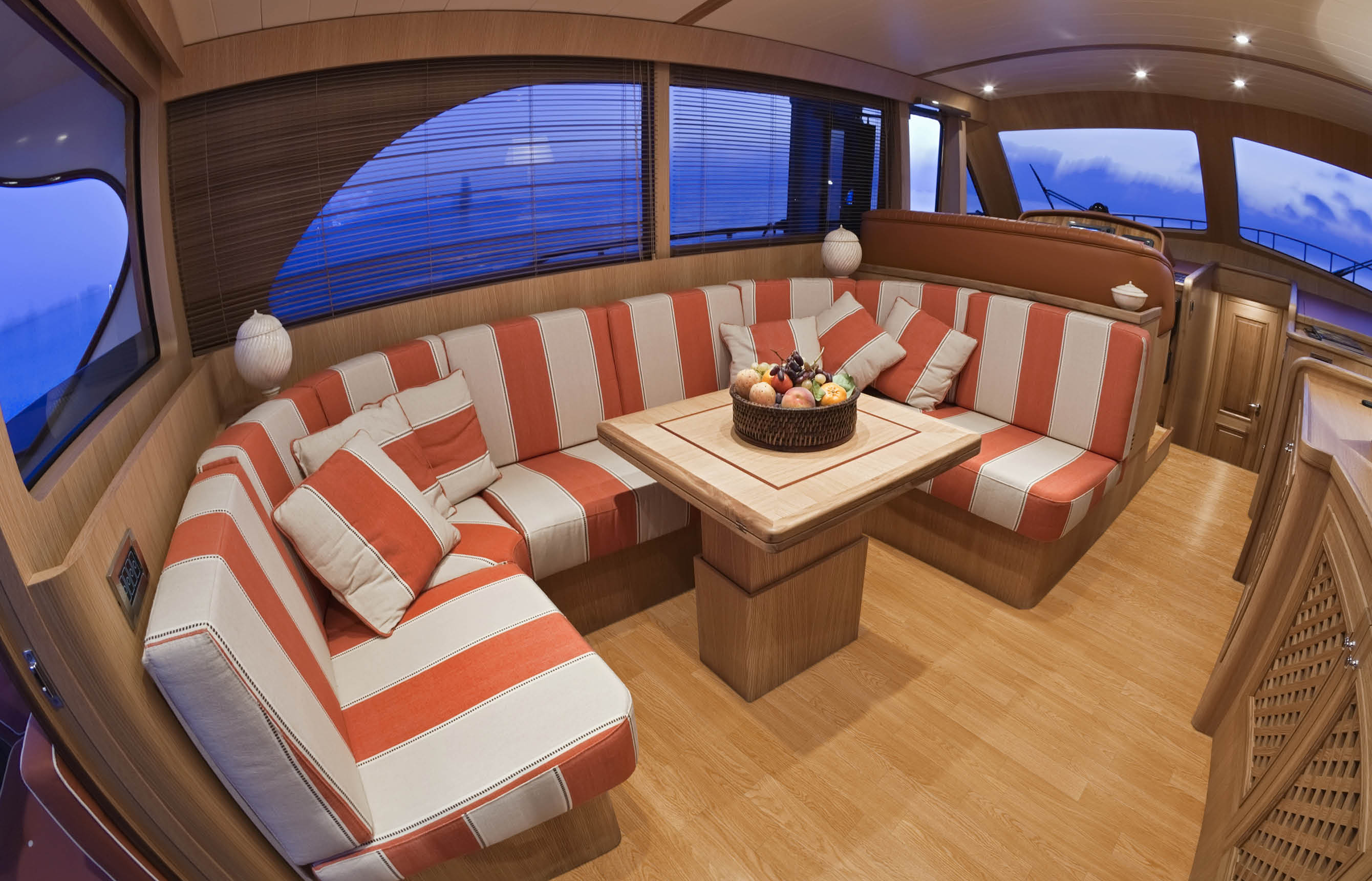 Italy, Lazio, Fiumicino, Morgan 70' Lobster luxury yacht, dinette; Shutterstock ID 50488264; purchase_order: -; name: -; client: -