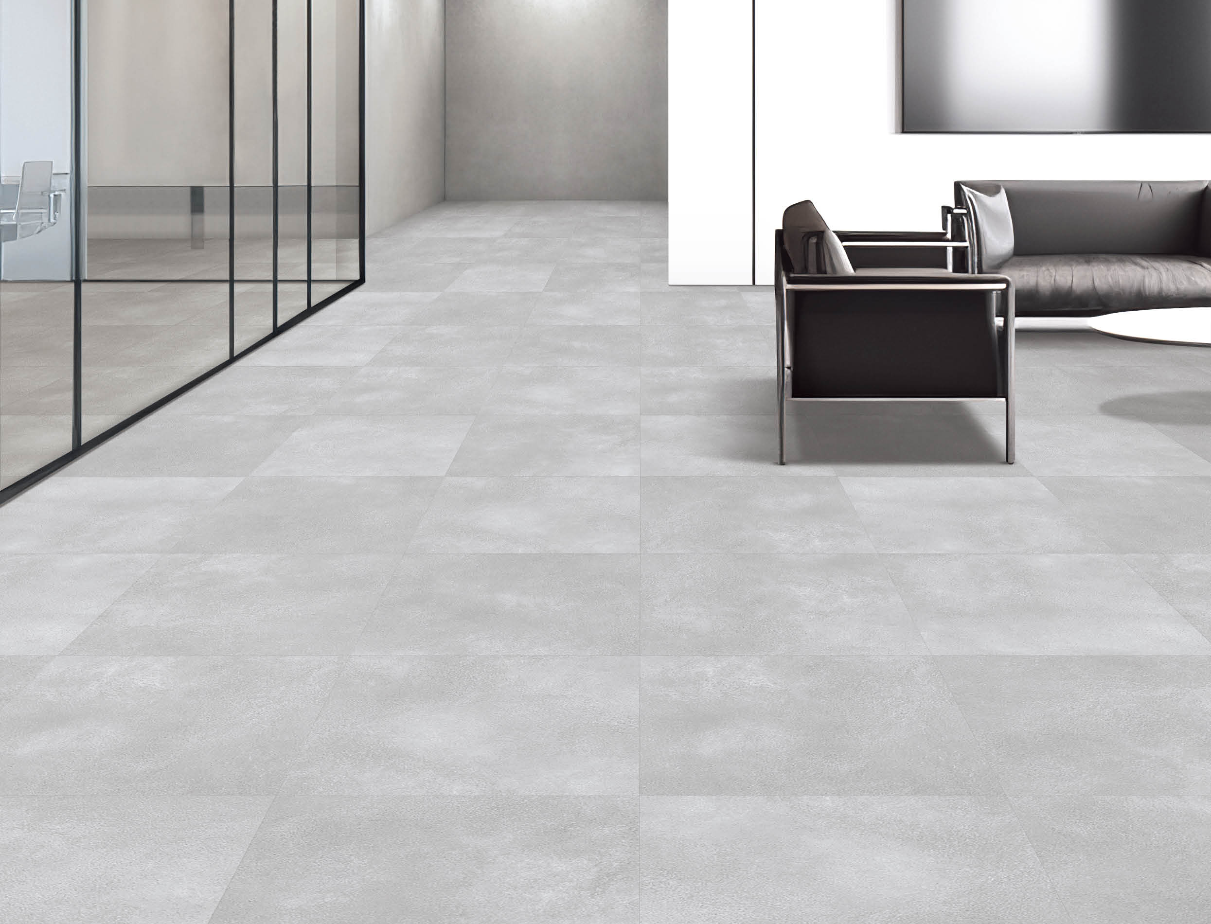 High quality image. Interior photography for interior magazine catalogue. Modern natural office interior design in white and black colors and empty concrete wall background. --ar 16:9 --v 6 Job ID: fd4afd43-c9bc-4313-bc2d-5b1daae25904